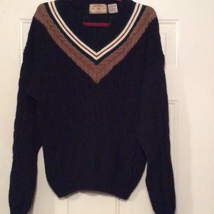 V neck navy blue sweater